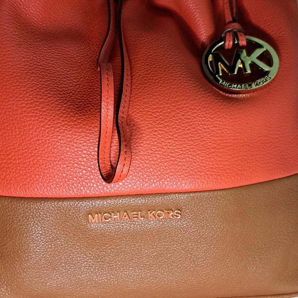 SOLD ๐ NEW Michael Kors Orange & Brown Soft Pebble Leather Shoulder Bag - Picture 7 of 13
